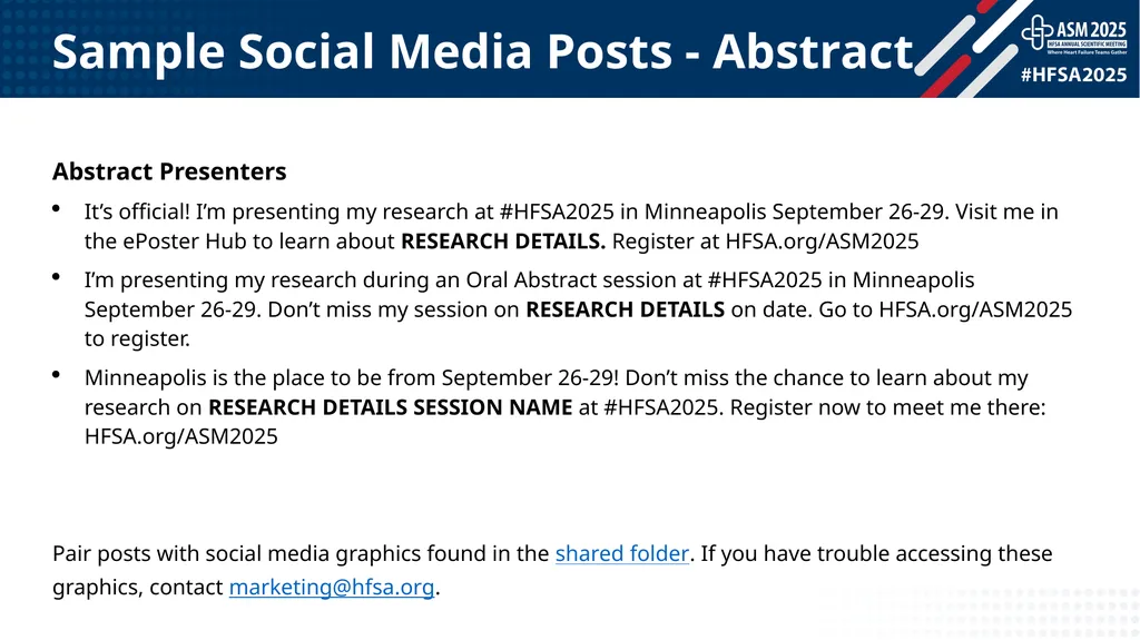Promotional Toolkit Faculty & Abstract Presenters - slide 9 of 13