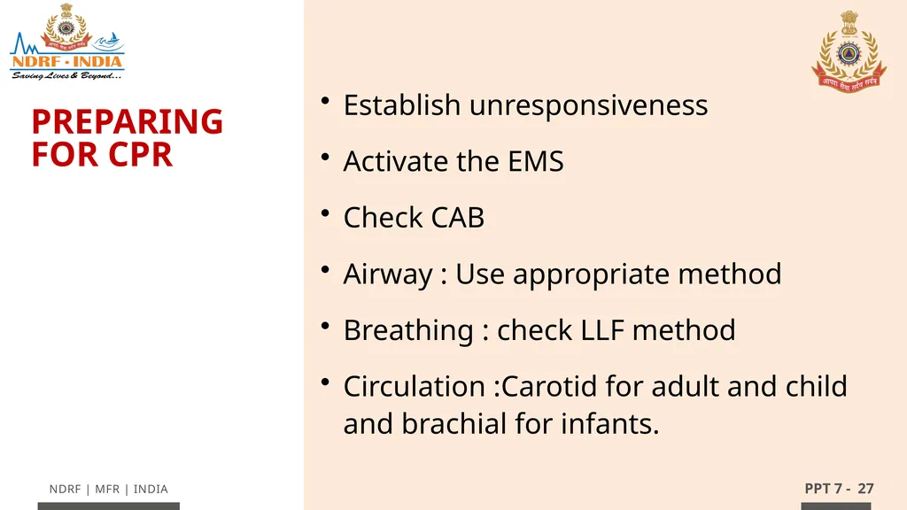 - 1 LESSON 7 Basic Life Support (BLS) and - slide 27 of 41