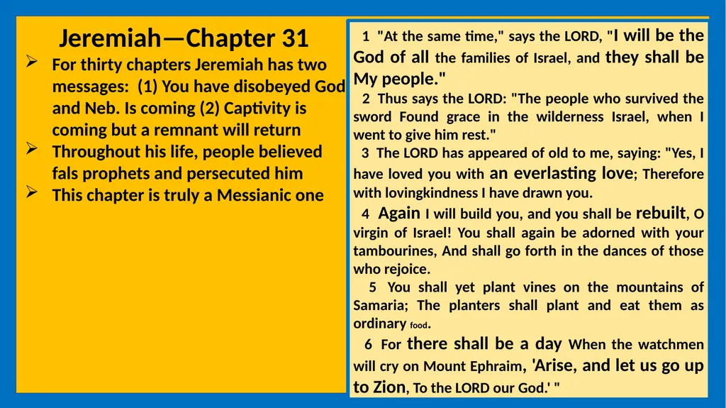 A STUDY OF JEREMIAH Class Five Vital Points - slide 2 of 21