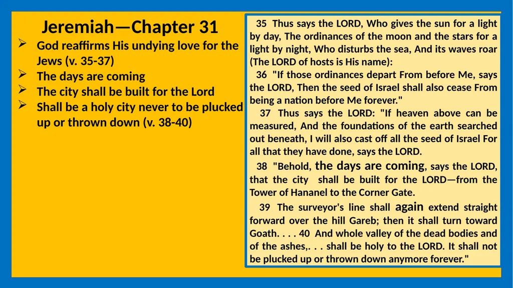 A STUDY OF JEREMIAH Class Five Vital Points - slide 19 of 21