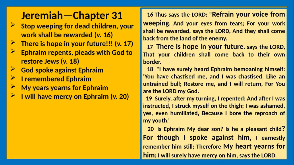 A STUDY OF JEREMIAH Class Five Vital Points - slide 8 of 21