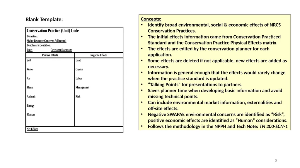 Conservation Practice Benefit-Cost Templates 1 - slide 5 of 13