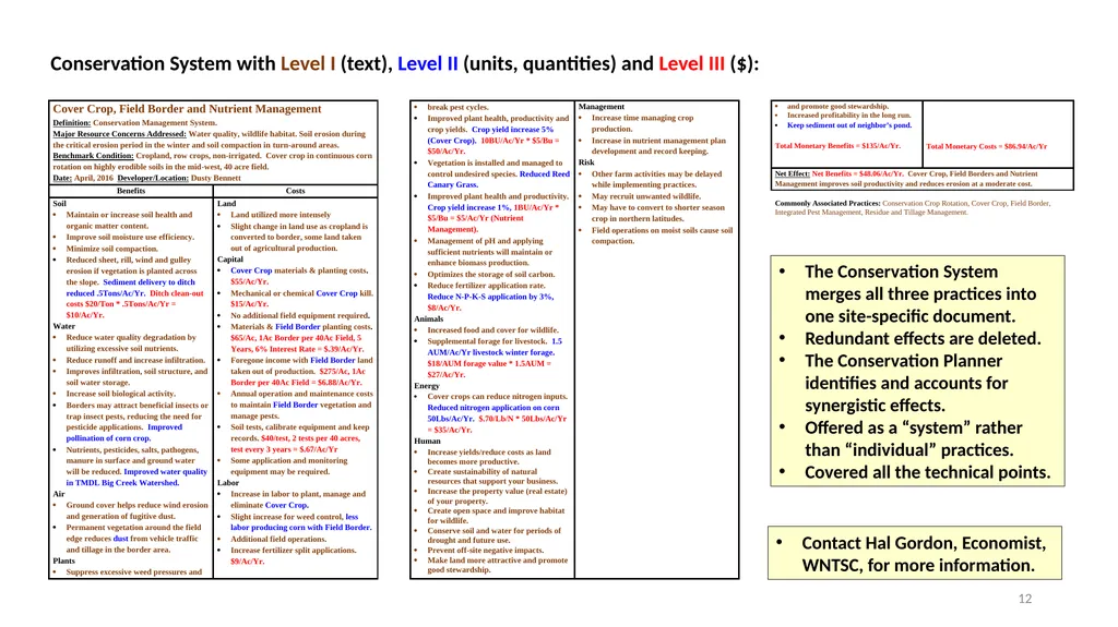 Conservation Practice Benefit-Cost Templates 1 - slide 12 of 13