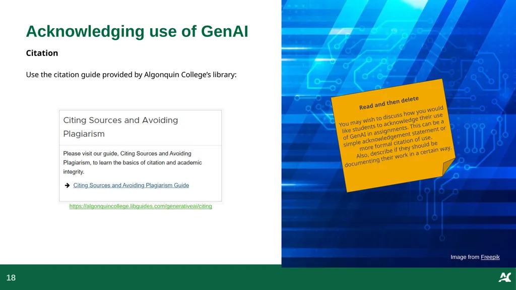 Generative AI in {this course} This slide deck - slide 18 of 20