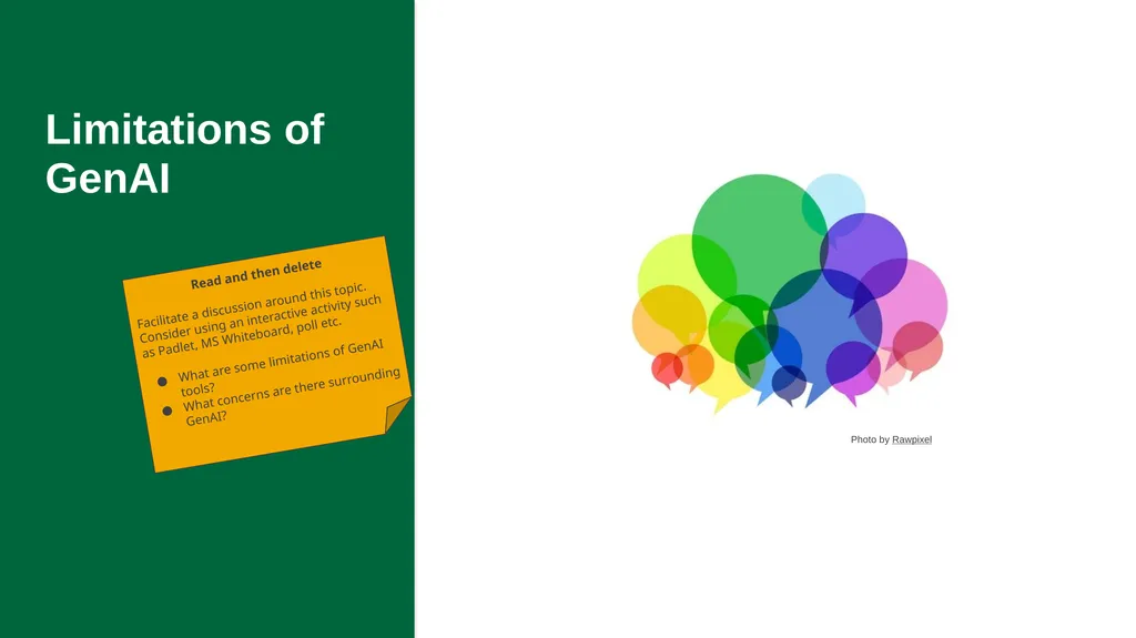 Generative AI in {this course} This slide deck - slide 7 of 20