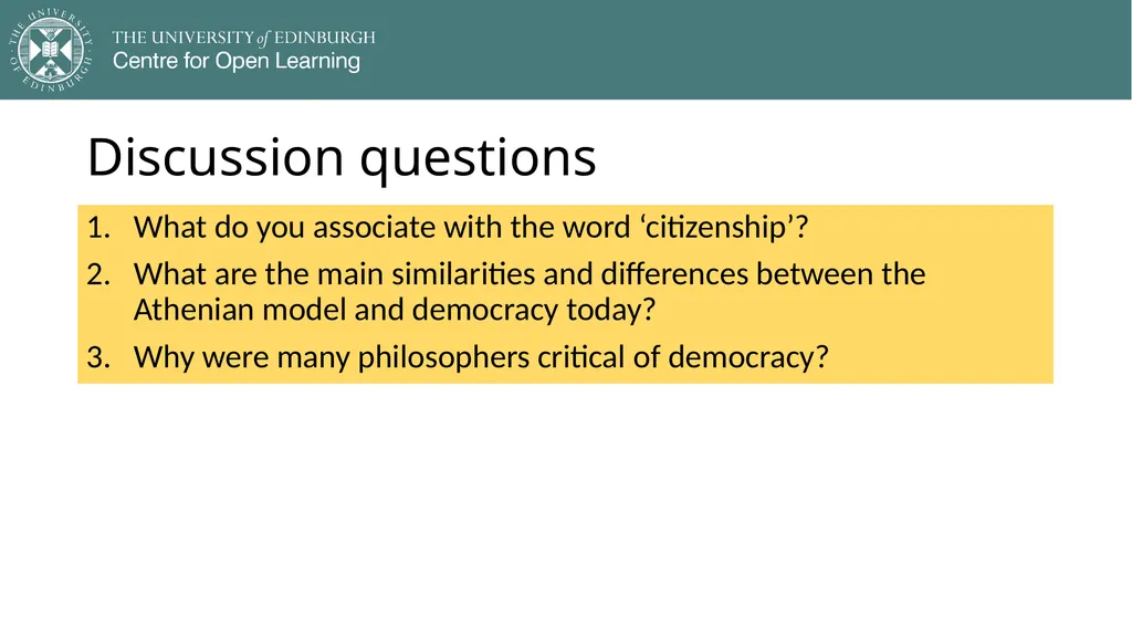 Democracy in Theory and Practice 2. Classic - slide 32 of 35