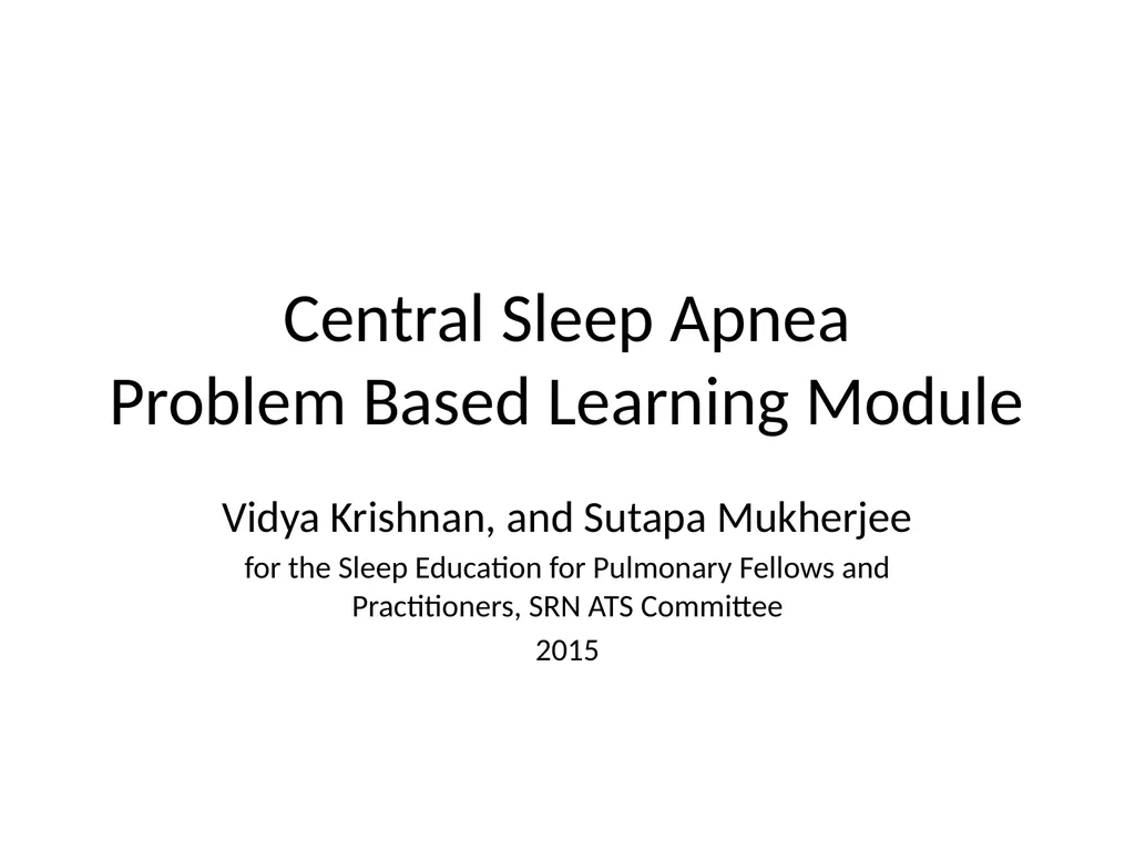 Central Sleep Apnea Problem Based Learning Module - slide 1 of 11