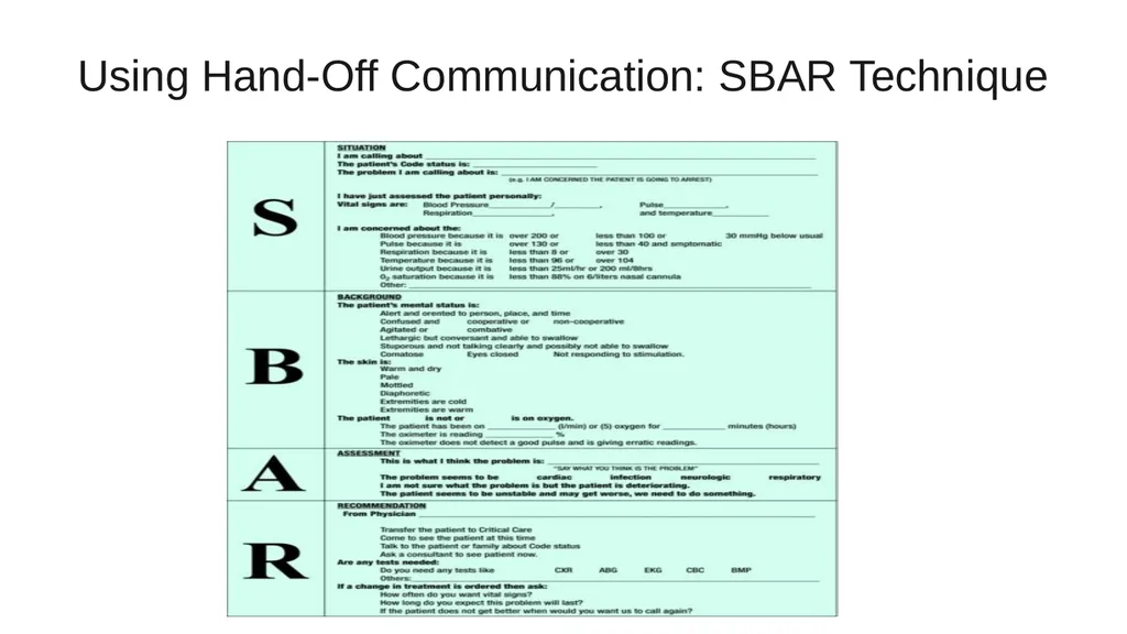 Using the SBAR Technique for Effective - slide 7 of 17
