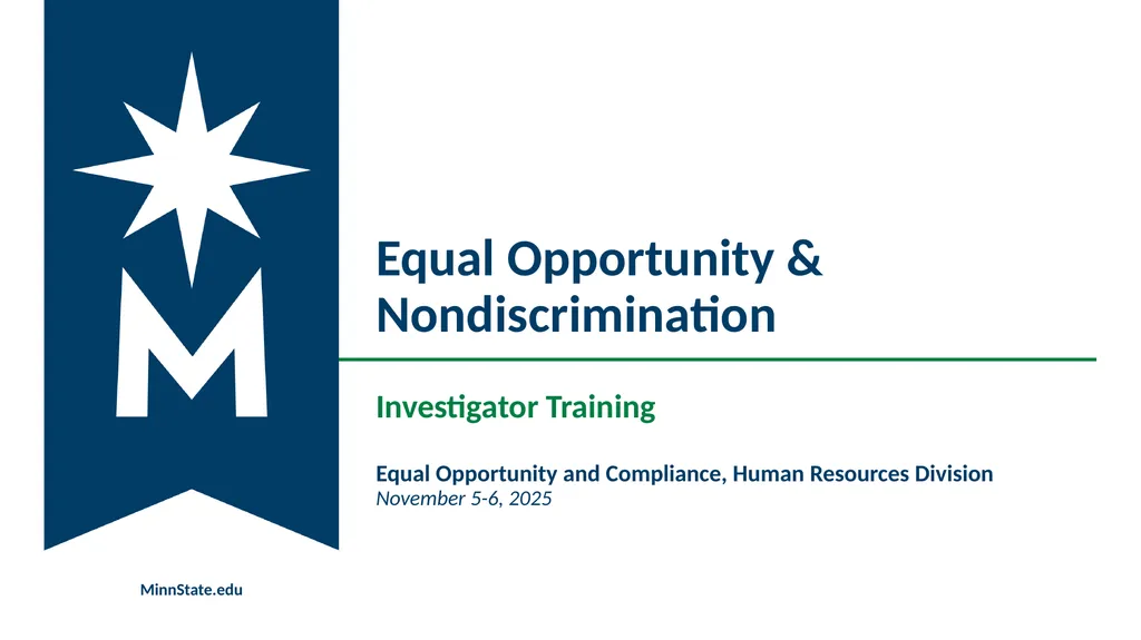 Equal Opportunity & Nondiscrimination Investigator - slide 1 of 59