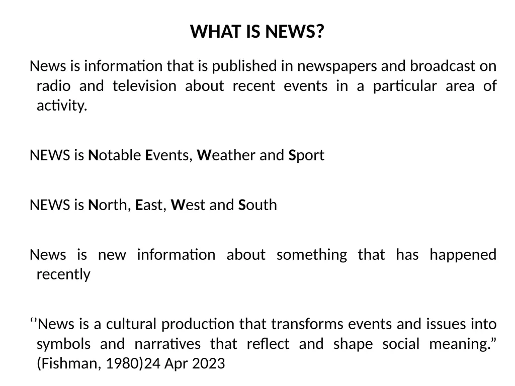 THE TECHNIQUES OF NEWS AND FEATURE WRITING A - slide 12 of 50