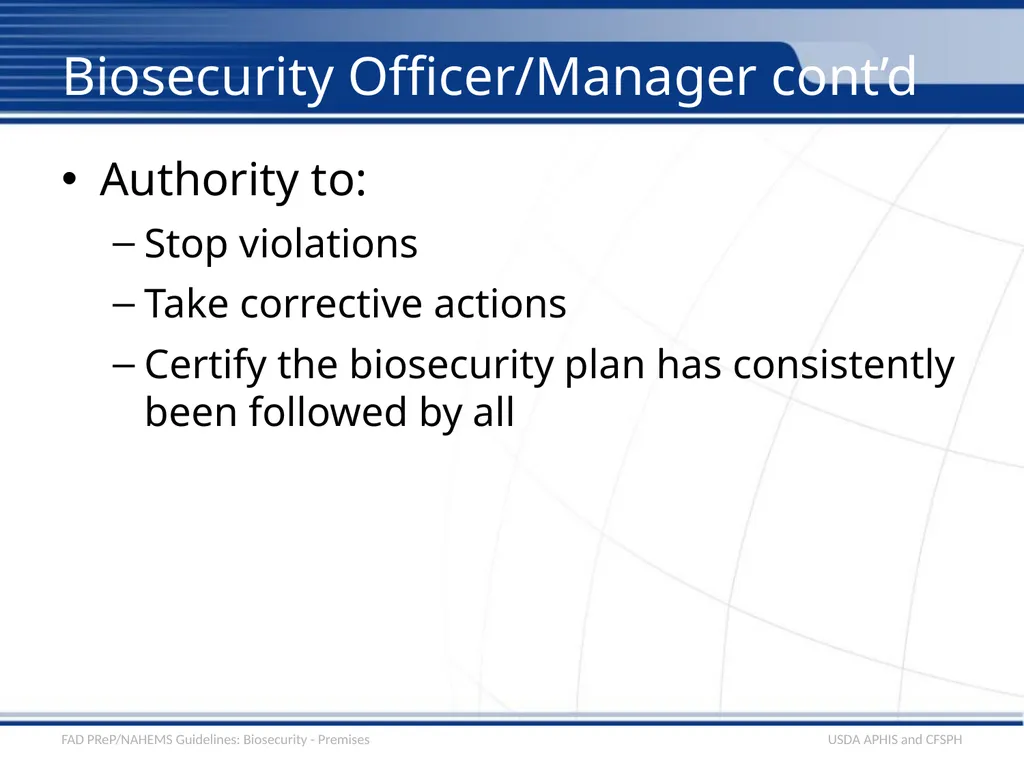 Biosecurity Premises Biosecurity for Bioexclusion - slide 6 of 26