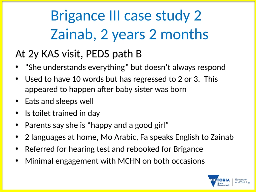 BRIGANCE III TRAINERS PRESENTATION MATERNAL AND - slide 123 of 153