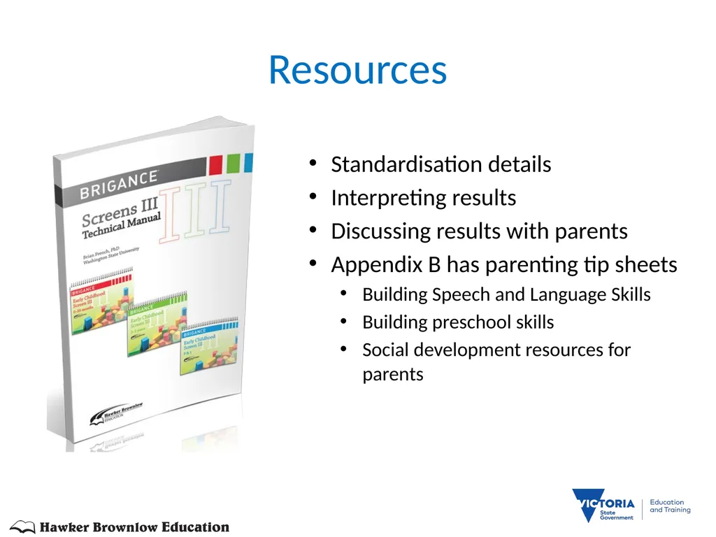 BRIGANCE III TRAINERS PRESENTATION MATERNAL AND - slide 149 of 153