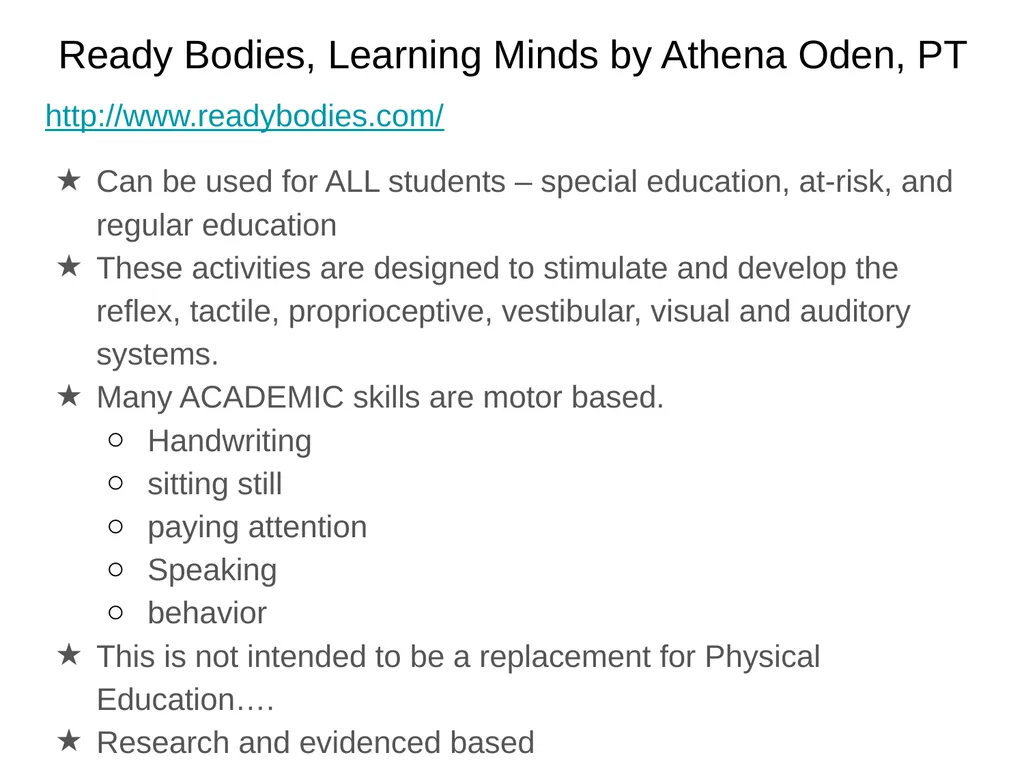 Welcome to the MOTOR LAB!!! Ready Bodies, Learning - slide 4 of 11