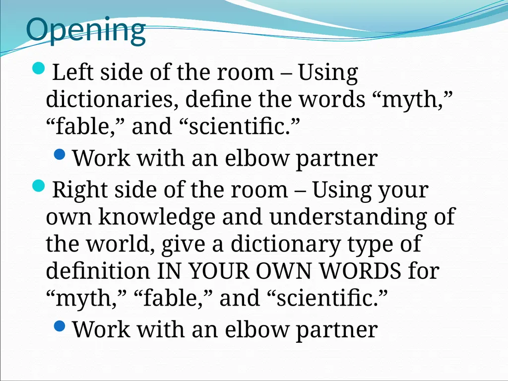 Opening Left side of the room – Using - slide 1 of 34