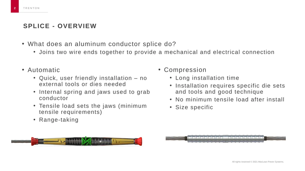 Automatic vs. compression splices Chad Nicolay - slide 2 of 13
