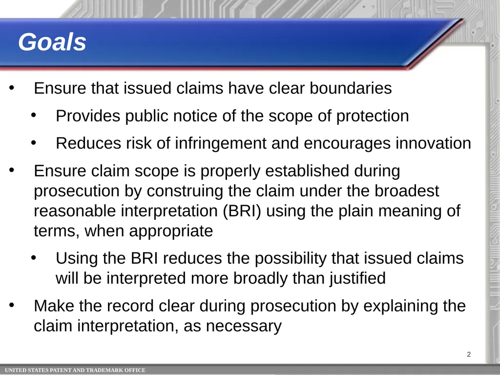 Claim Interpretation: Broadest Reasonable - slide 2 of 22