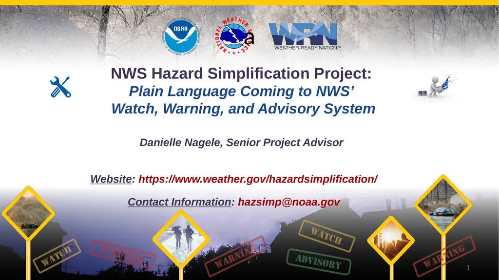 NWS Hazard Simplification Project: Plain Language - slide 1 of 10