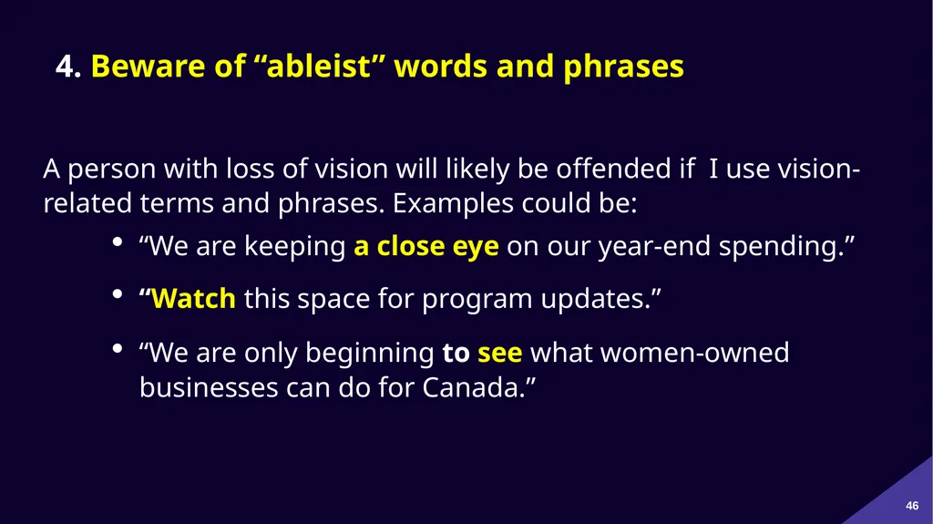 Plain Language: a clear voice for Canada Please - slide 46 of 109