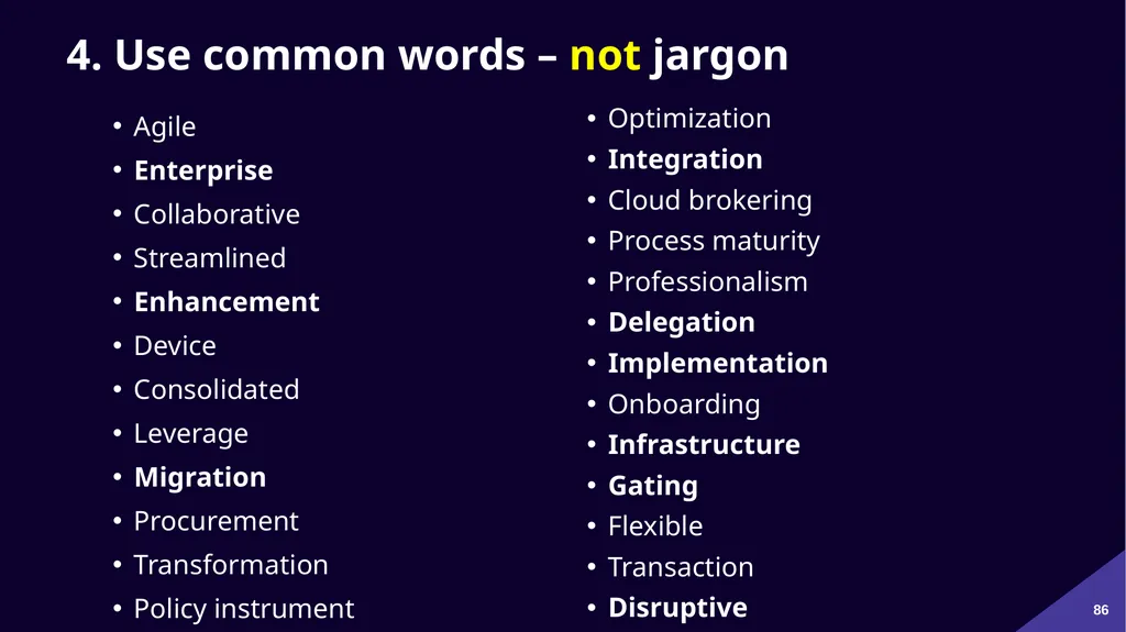 Plain Language: a clear voice for Canada Please - slide 86 of 109