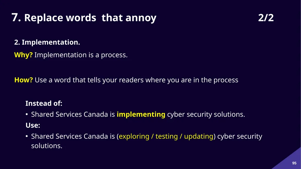 Plain Language: a clear voice for Canada Please - slide 95 of 109