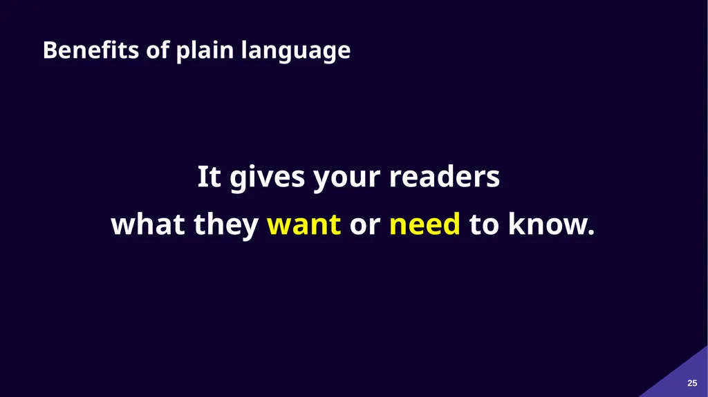 Plain Language: a clear voice for Canada Please - slide 25 of 109