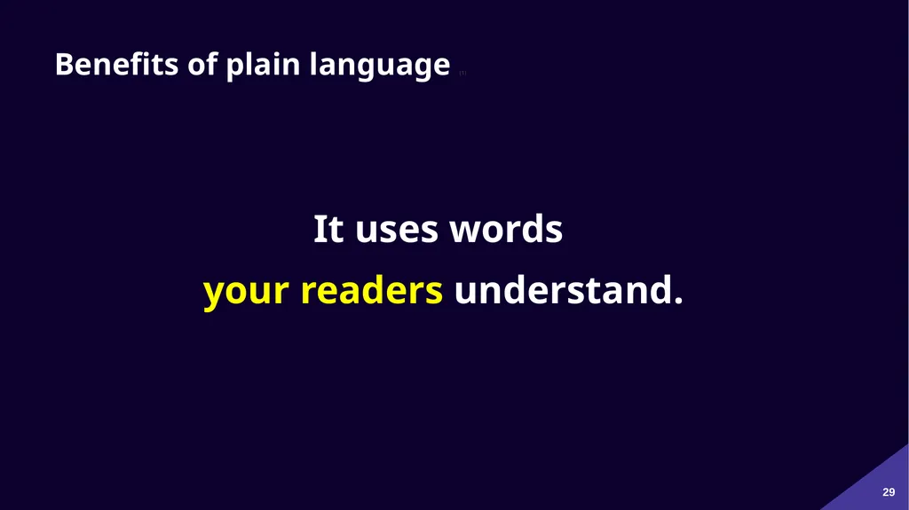 Plain Language: a clear voice for Canada Please - slide 29 of 109