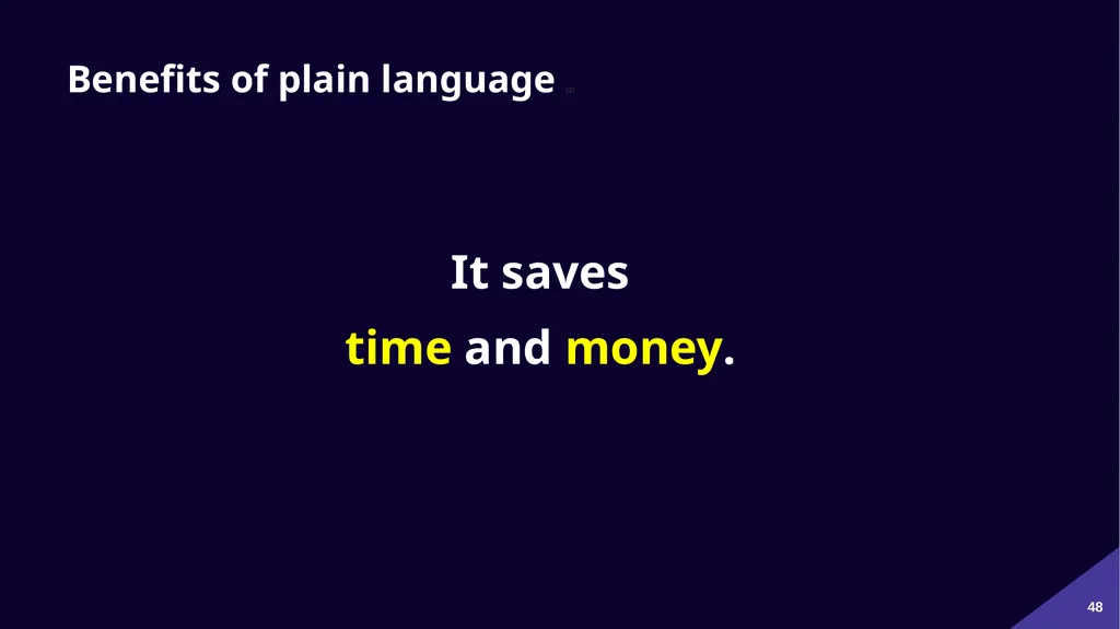 Plain Language: a clear voice for Canada Please - slide 48 of 109