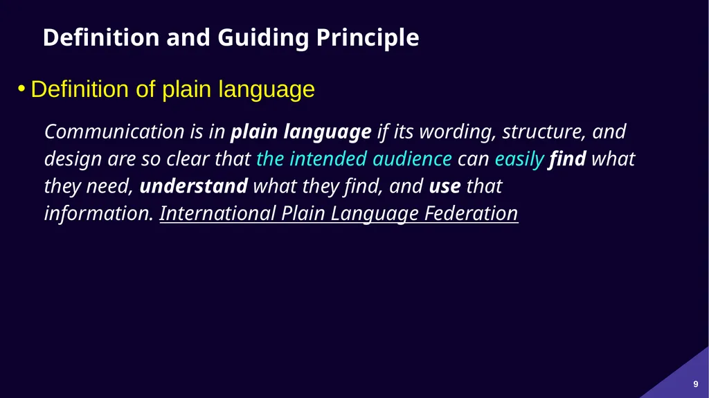 Plain Language: a clear voice for Canada Please - slide 9 of 109