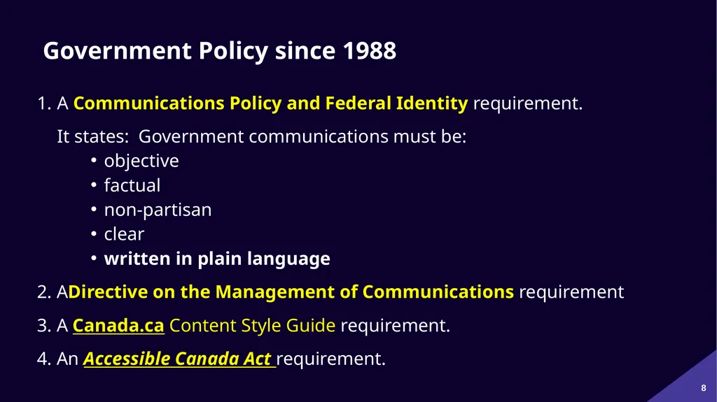 Plain Language: a clear voice for Canada Please - slide 8 of 109