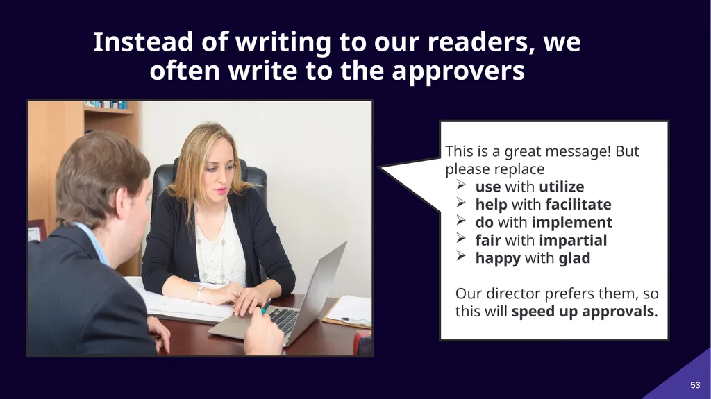 Plain Language: a clear voice for Canada Please - slide 53 of 109