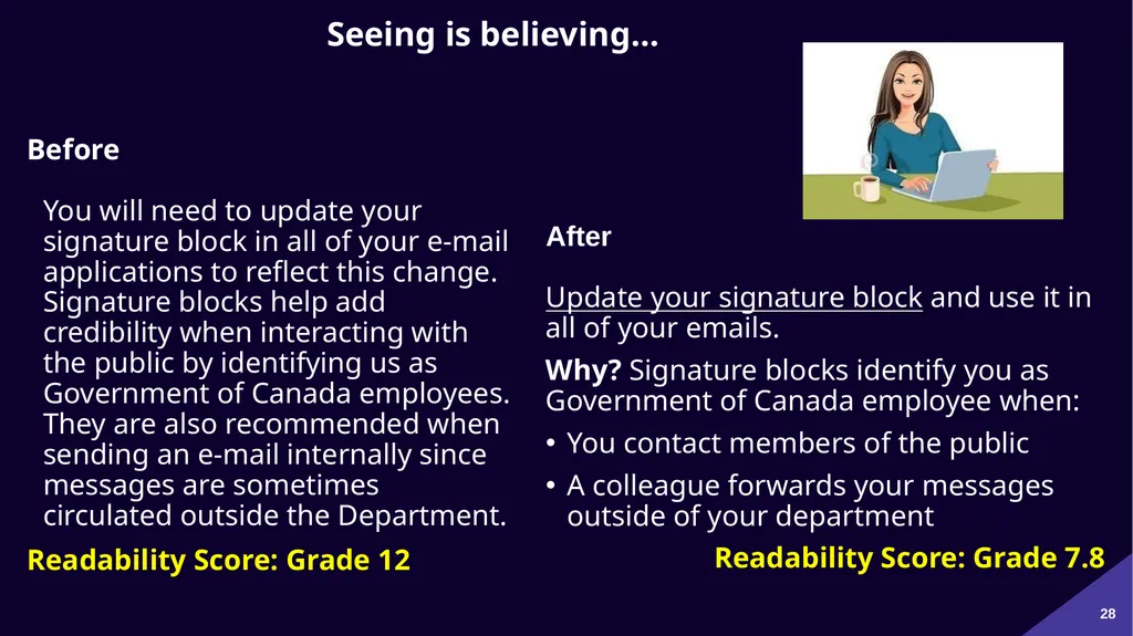 Plain Language: a clear voice for Canada Please - slide 28 of 109