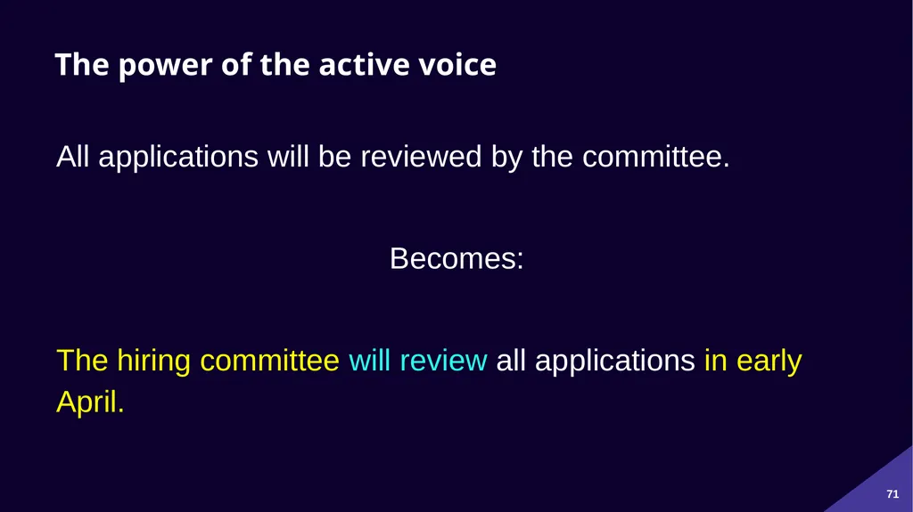 Plain Language: a clear voice for Canada Please - slide 71 of 109