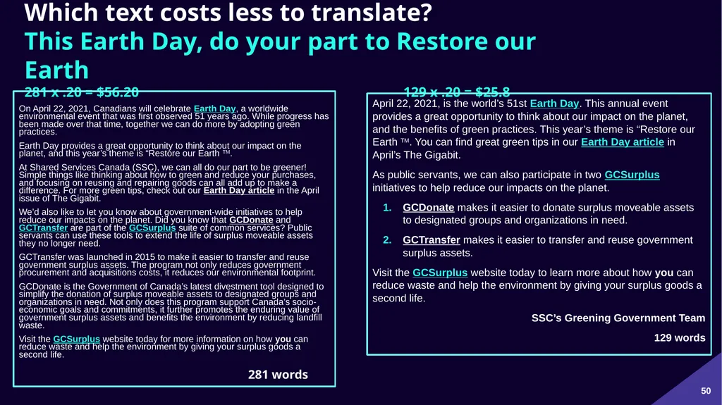Plain Language: a clear voice for Canada Please - slide 50 of 109