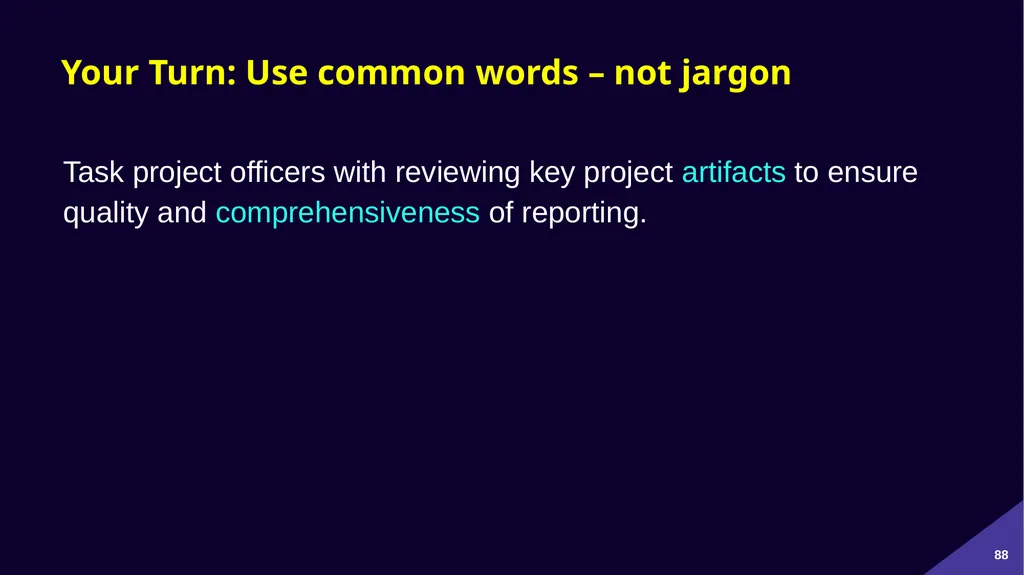 Plain Language: a clear voice for Canada Please - slide 88 of 109