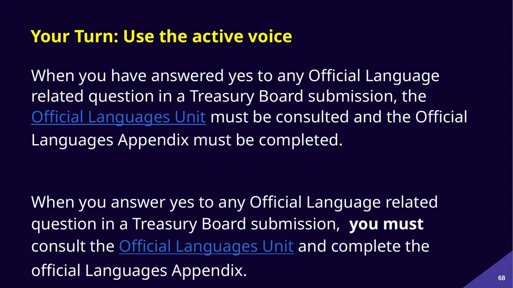 Plain Language: a clear voice for Canada Please - slide 68 of 109
