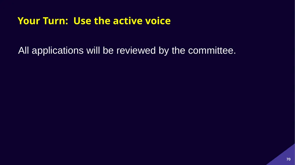 Plain Language: a clear voice for Canada Please - slide 70 of 109