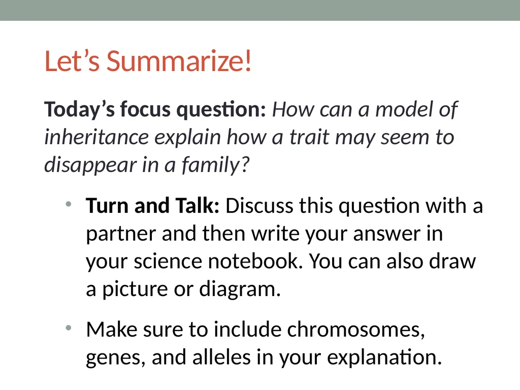 GENETICS Lesson 4a How Can a Model of Inheritance - slide 11 of 12