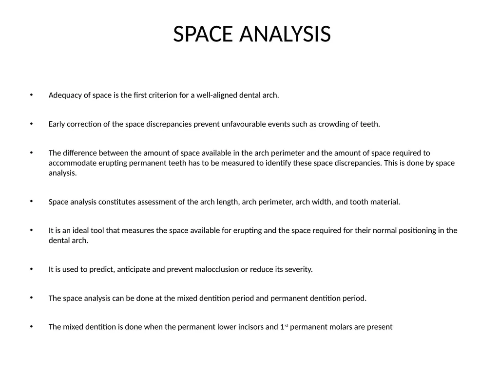 SPACE ANALYSIS Adequacy of space is the first - slide 1 of 16
