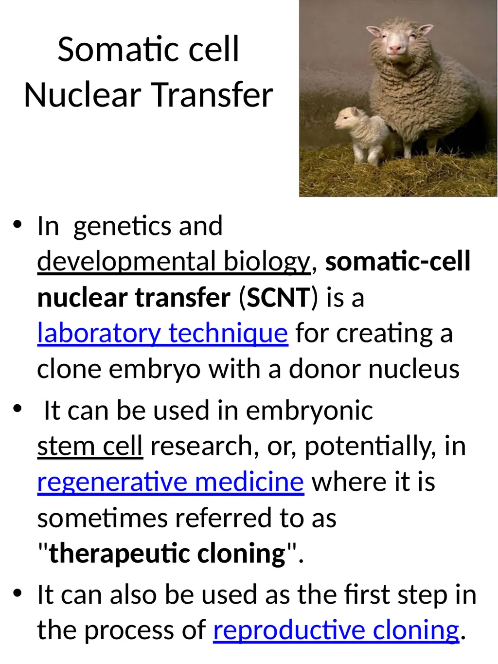 Somatic cell Nuclear Transfer In genetics and - slide 1 of 17