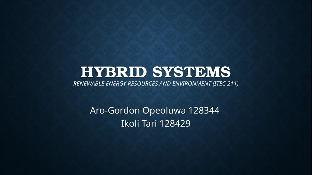 HYBRID SYSTEMS renewable energy resources and - slide 1 of 20
