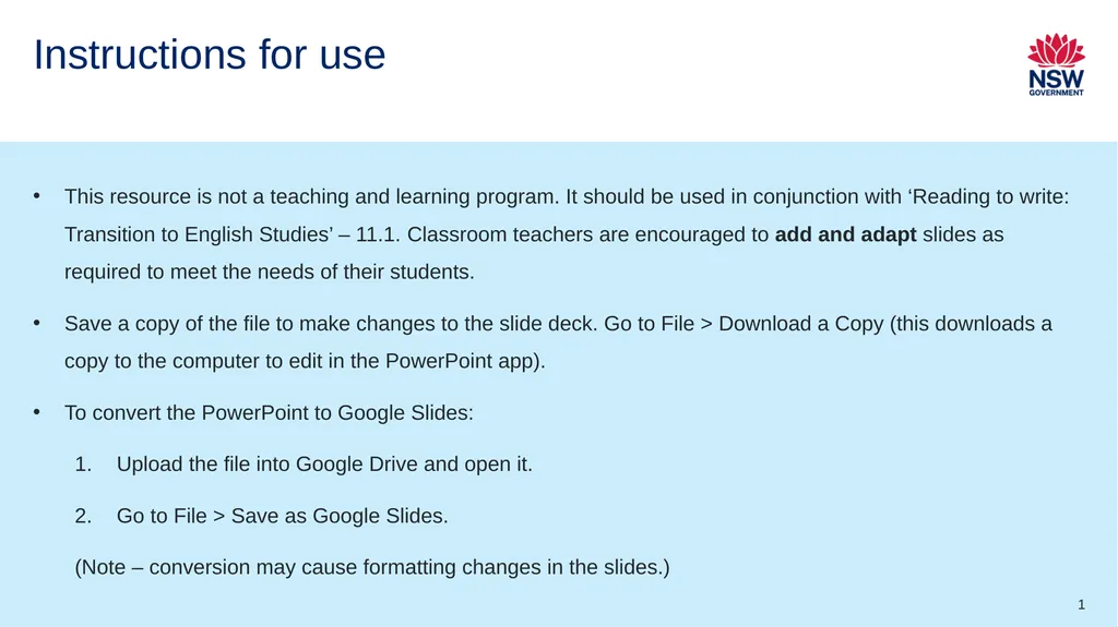 Instructions for use This resource is not a - slide 1 of 27