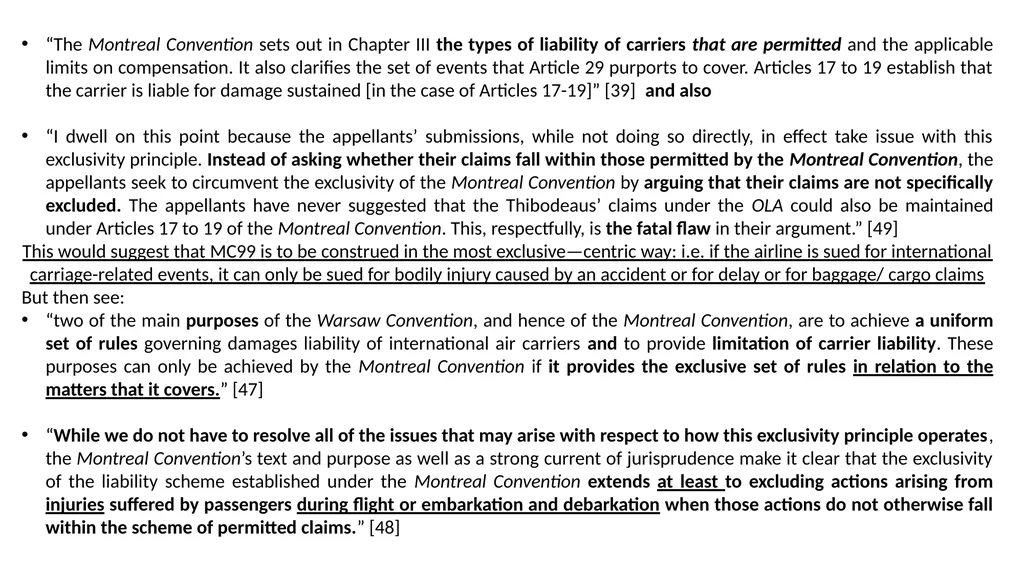 The Montreal Convention, Exclusivity and the - slide 91 of 114