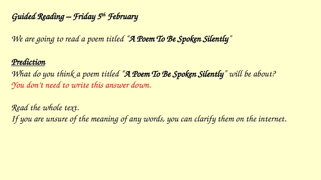 Guided Reading – Friday 5th February We are going - slide 1 of 4