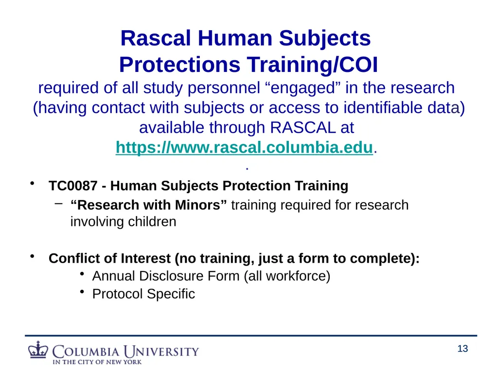 Human Subjects Research Overview: HRPO/IRB Human - slide 13 of 15