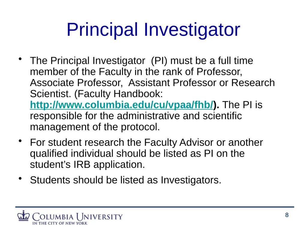 Human Subjects Research Overview: HRPO/IRB Human - slide 8 of 15