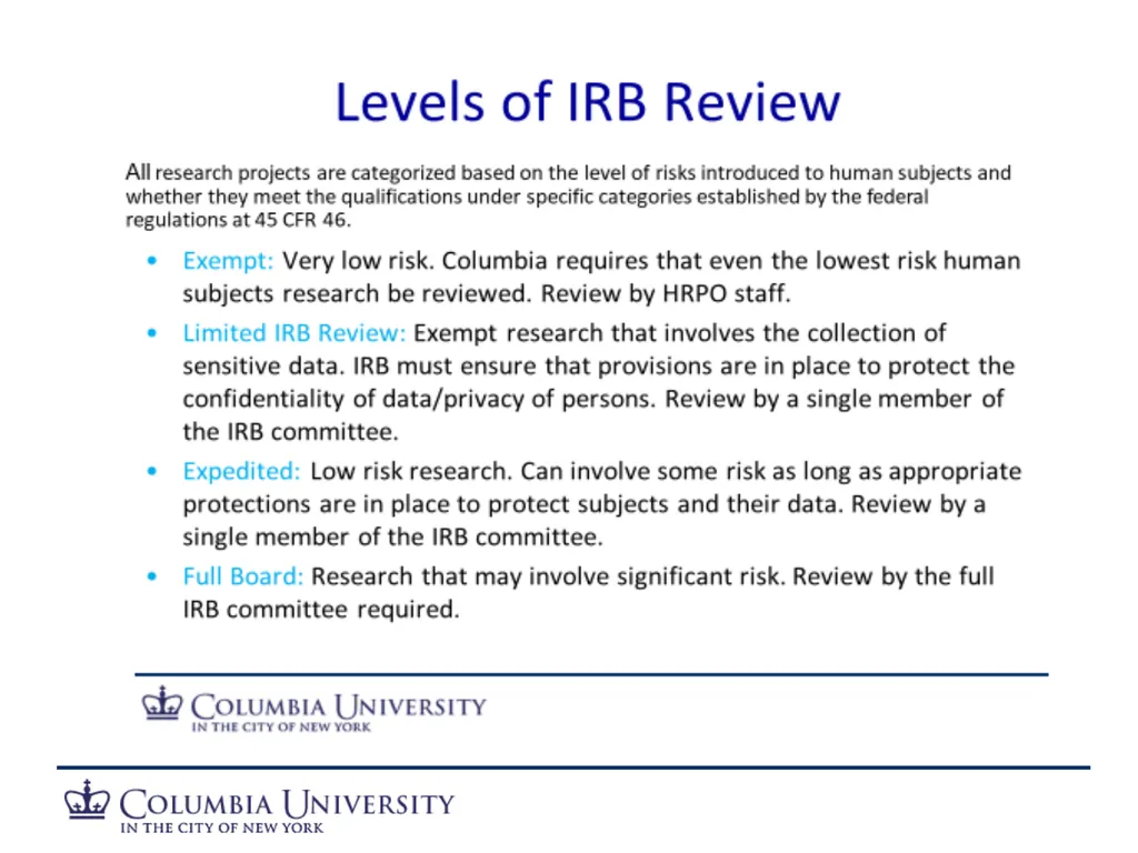 Human Subjects Research Overview: HRPO/IRB Human - slide 6 of 15