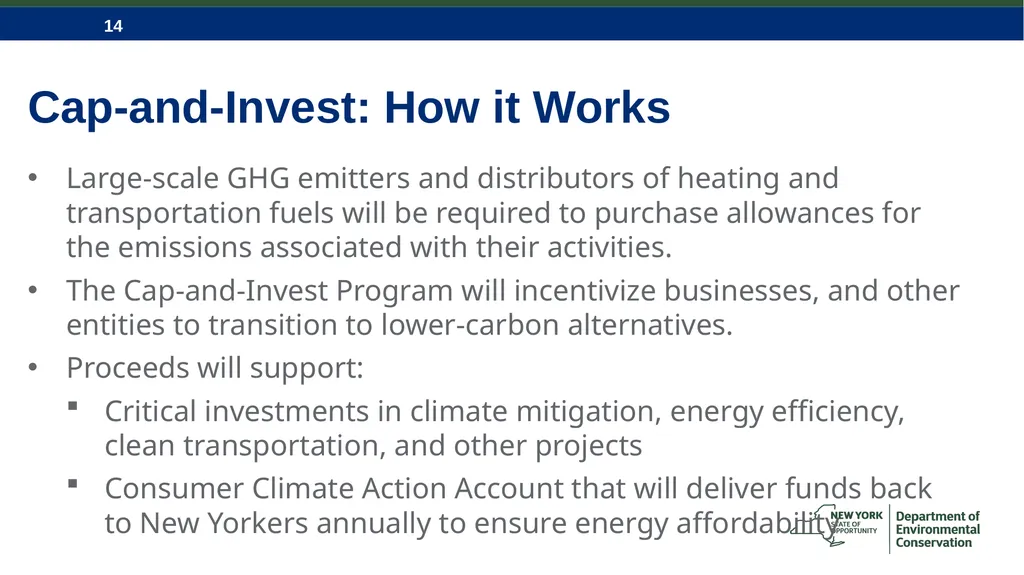 CLCPA and NYS Economywide Cap-and-Invest Program - slide 14 of 23