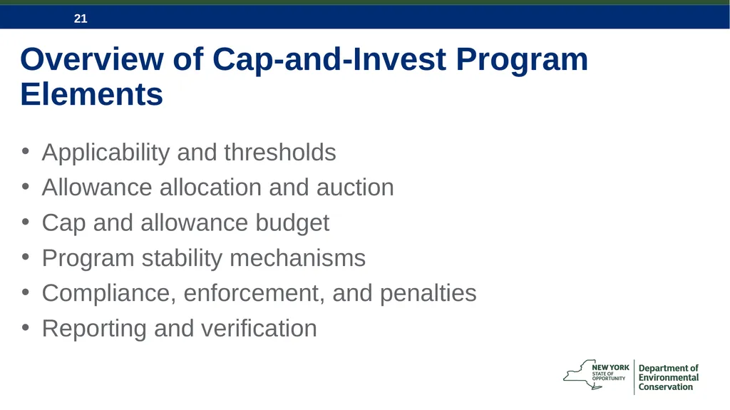 CLCPA and NYS Economywide Cap-and-Invest Program - slide 21 of 23