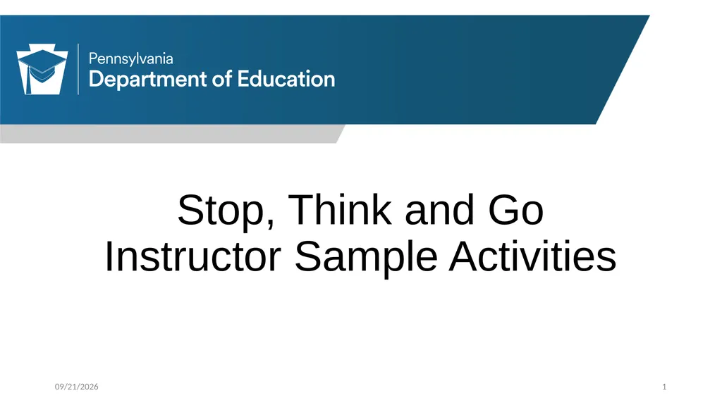 Stop, Think and Go Instructor Sample Activities - slide 1 of 44